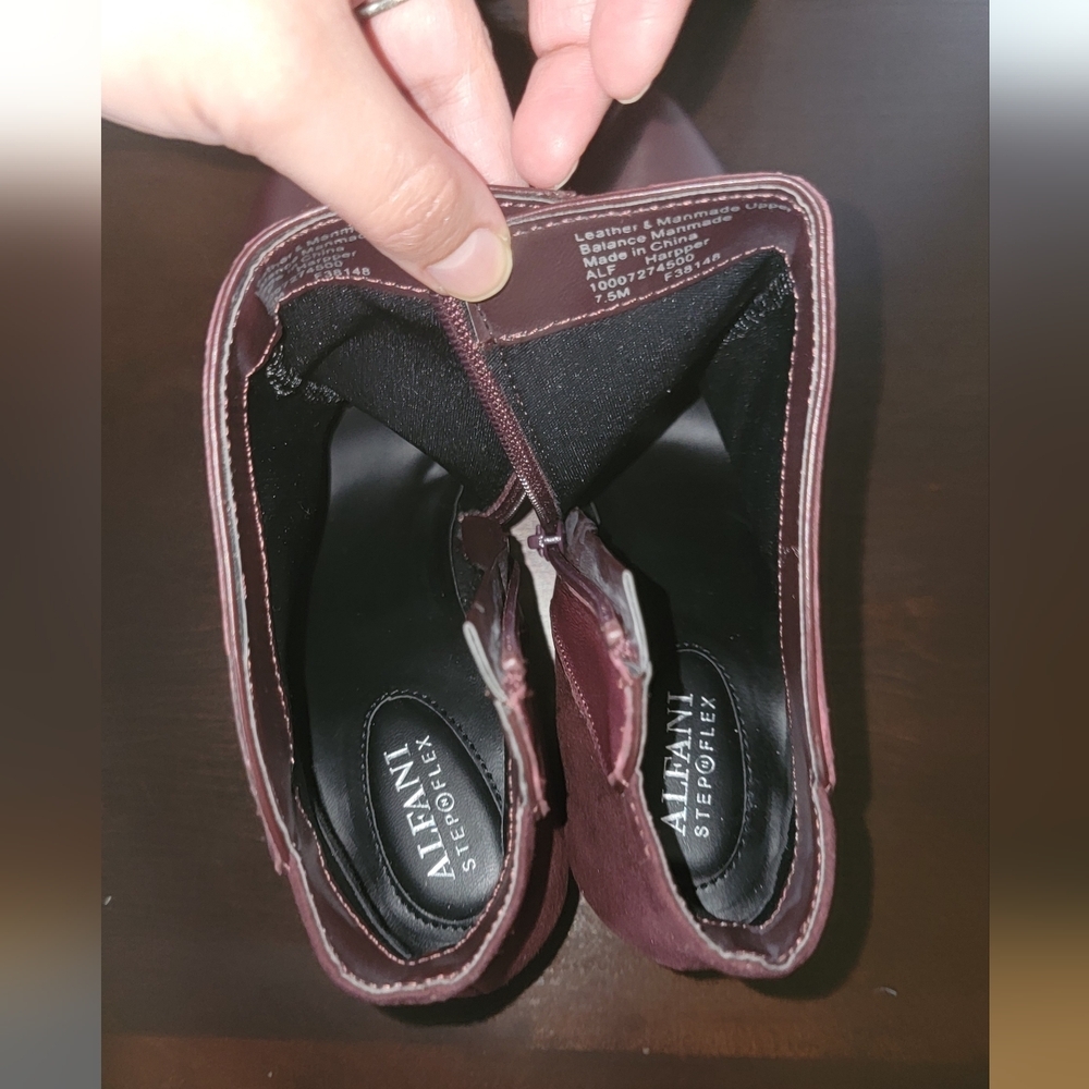 Alfani Harpper l Malbec Leather Dark Mauve 2.5" Heel Women Boots Size 7.5 M - Picture 7 of 12